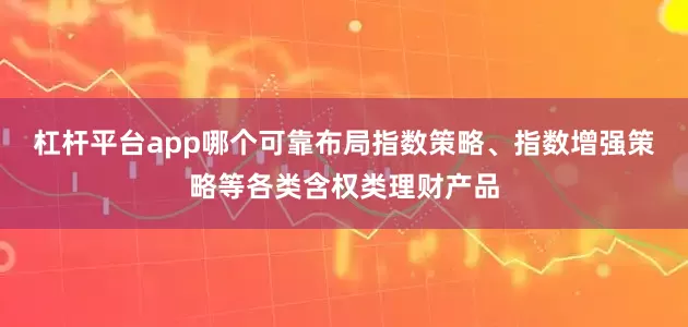 杠杆平台app哪个可靠布局指数策略、指数增强策略等各类含权类理财产品